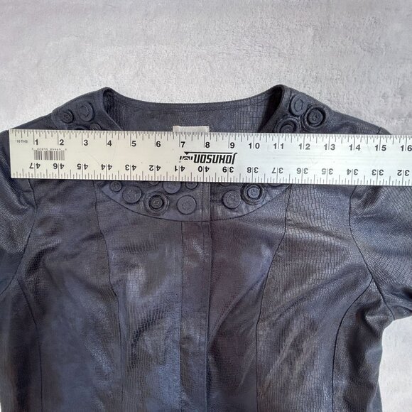 Chico’s Womens Embossed Faux Leather Blazer Jacket Size 0 Gray Lightweight Lined - Picture 5 of 7